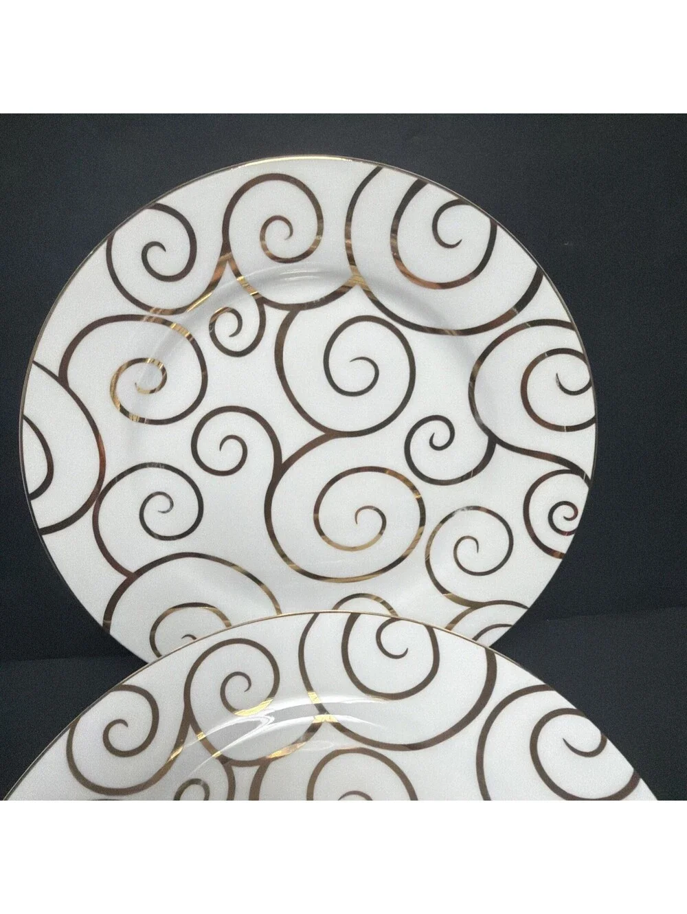 Pier One Gold Swirl Dessert Salad Plate 7 5/8” Retired Vintage Priced Each